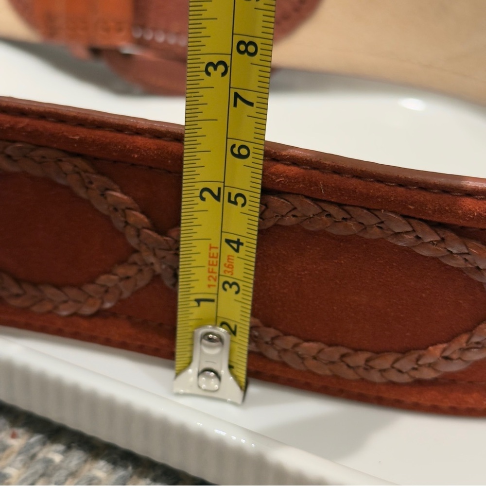 Another Line Inc Western Wide Brown Leather Belt Size L Women’s - Picture 7 of 9